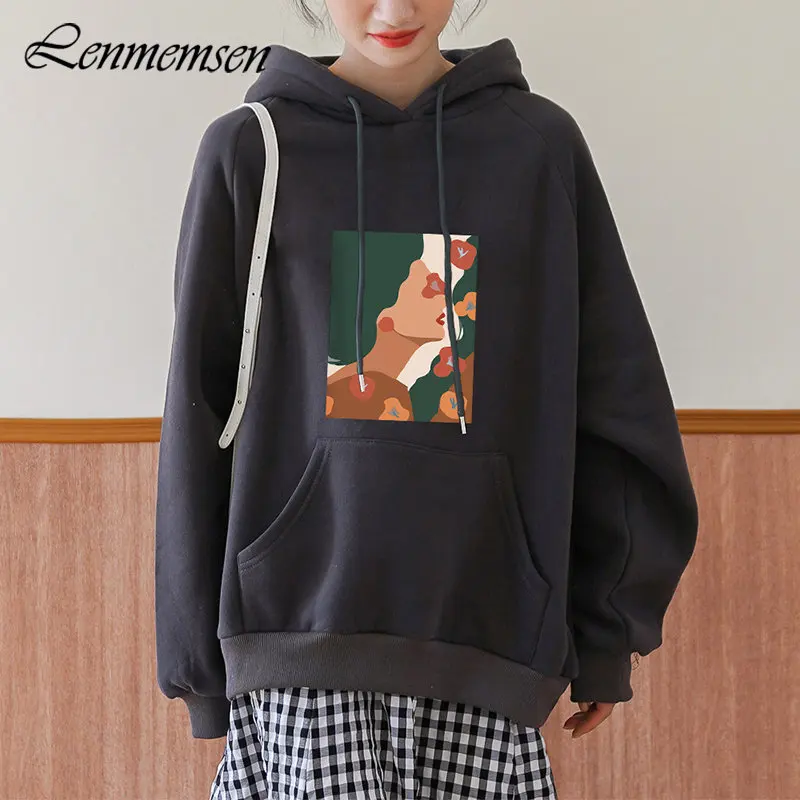 lenmemsen trendy aesthetic graphic hoodies women